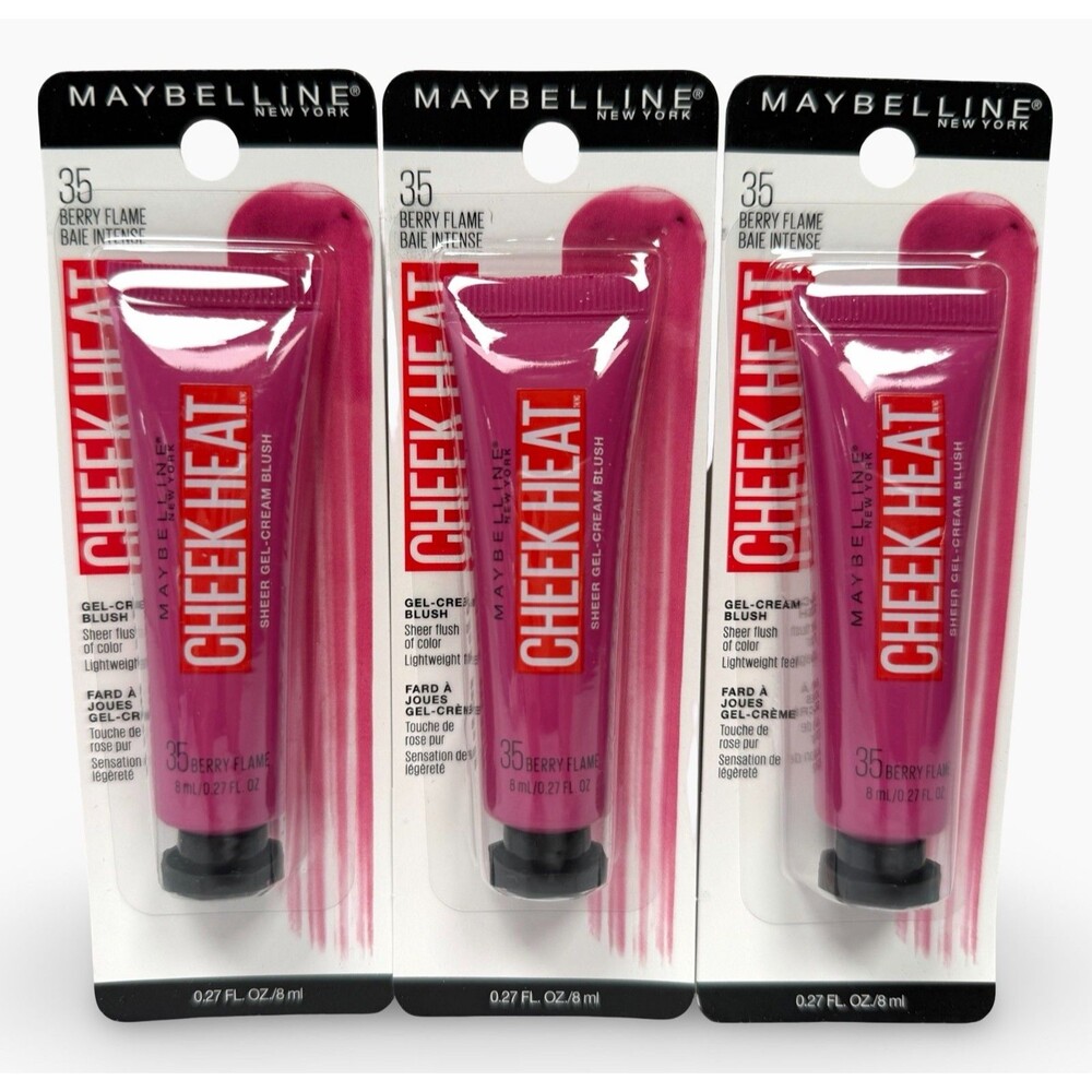 3 pk Maybelline New York - Cheek Heat Gel-Cream Blush - 35 Berry Flame - 0.27 FL